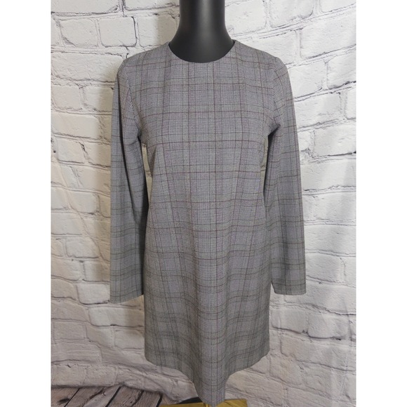 Zara Dresses & Skirts - Zara Dress Women Small Grey Glen Plaid Long Sleeve Shift Mini